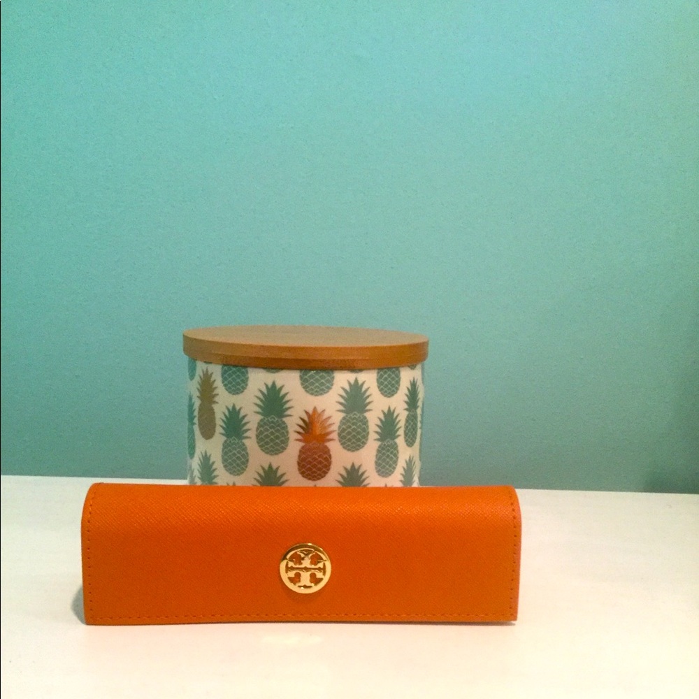 Tory Burch eyeglass case with holder/cleaner